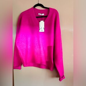 New w/ tags hot pink ZARA sweater SZ L